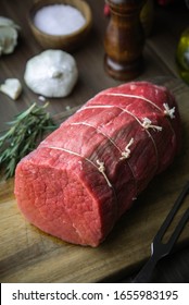 Raw Eye Of Round Beef For Roast Beef With Butcher’s Knot