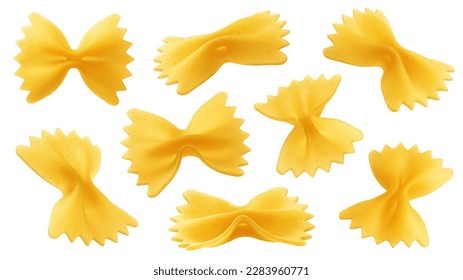 raw Farfalle, uncooked Italian Pasta, isolated on white background, clipping path, full depth of field - Powered by Shutterstock