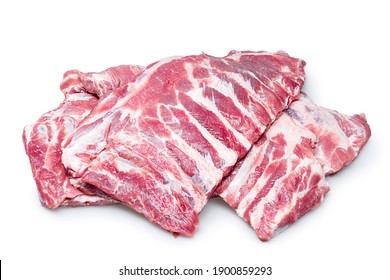 Raw Fesh Spare Ribs Isolated On White Background