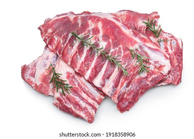 Raw Fesh Spare Ribs Isolated On White Background