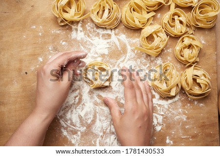 Similar – Foto Bild Italienische Fettuccine Pasta und Kochzutaten