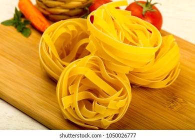 Raw Fettucine Pasta Ready For Bowling