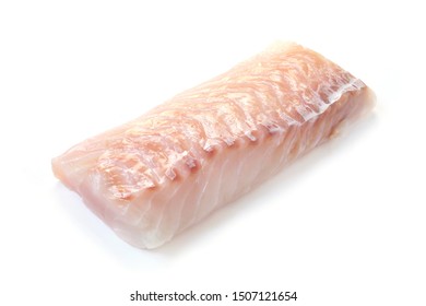 Raw Fillet On Cod Isolated On White