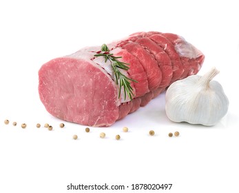 Raw Fillet Pork Roast Isolated On White Background