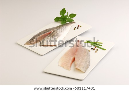raw fish fillets, isolated on white