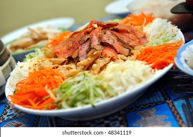 Raw Fish Salad (know As Lo Hei Or Yu Sheng), A Chinese New Year Delicacy