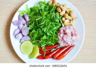 Raw Food Ingredient of Paco Fern Salad ( Yum Phak Kood)
