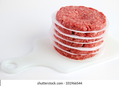 Raw Fresh Burger Patties Ready For Cooking