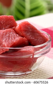 Raw Fresh And Juicy Chunks Of Beef Tenderloin Great For Skewers And Kabobs