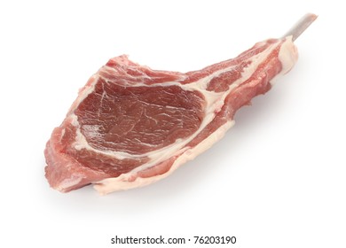 Raw Fresh Lamb Chop On White Background