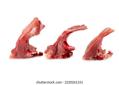 Raw Fresh Lamb Loin Chops Isolated On White, Clipping Path