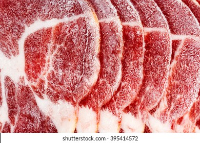 Raw Frozen Meat. Texture