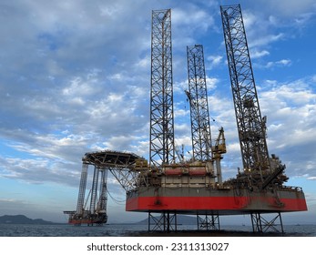Raw Gases and Energy plant in sea, petroleum and power generation plant, Offshore oil and gas central processing platform - Shutterstock ID 2311313027