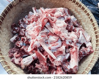 Raw Goat Meat In Bamboo Cepon For Celebration Cooking