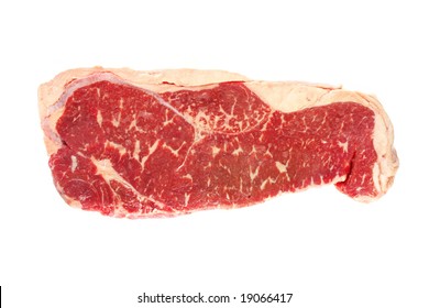 Raw Grain-fed Porterhouse Steak, Isolated On White.