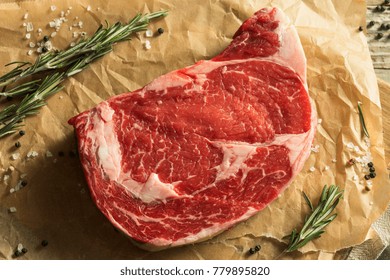 Raw Grass Fed Boneless Ribeye Steak Ready to Cook