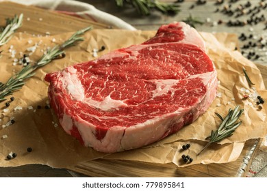 Raw Grass Fed Boneless Ribeye Steak Ready to Cook - Shutterstock ID 779895841