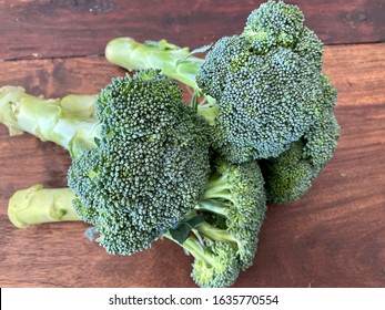 Raw Green Broccoli Bunch With Stalks