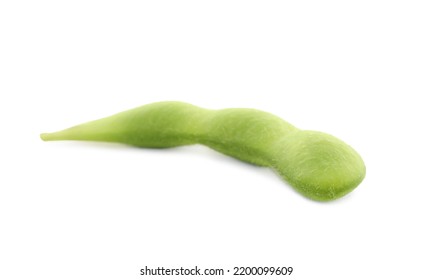 Raw Green Edamame Pod On White Background