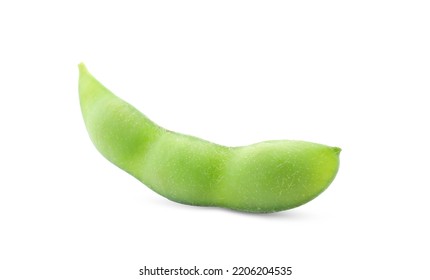 Raw Green Edamame Pod On White Background