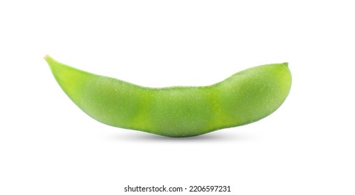 Raw Green Edamame Pod On White Background