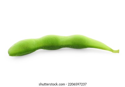 Raw Green Edamame Pod On White Background