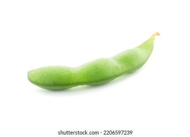 Raw Green Edamame Pod On White Background