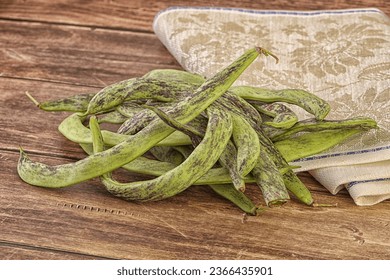 Raw green natural bean string heap