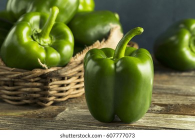 Raw Green Organic Bell Peppers Ready to Cook With
