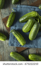 Raw Green Organic PIckle Cucumbers Ready to Eat