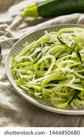 Raw Green Organic Zucchini Noodles Zoodles In A Bowl