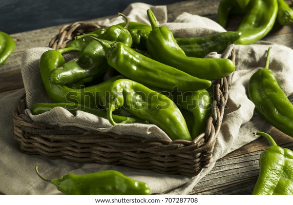 Raw Green Spicy\
Hatch Peppers in a Basket