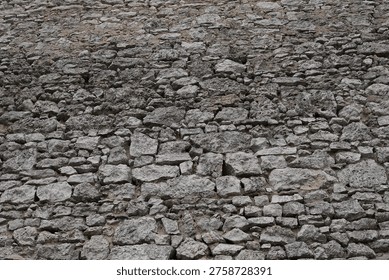 Raw Grey Rock Surface Backdrop Irregular Rough Material for Text Overlays Naturally Aged Aggregate Detailed Dimensional Formation with Usable Space