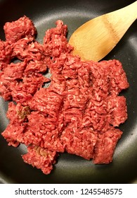 Raw Ground Beef In Pan