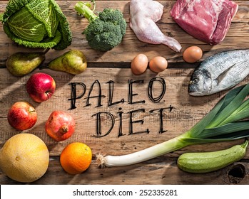 Raw healthy dieting products for Paleo diet - Shutterstock ID 252335281