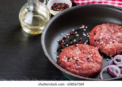 Raw Home-made Beef Burger Cutlet