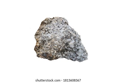 A Raw Of Hornblende Granite Isolated On A White Background. Plutonic Igneous Rock.