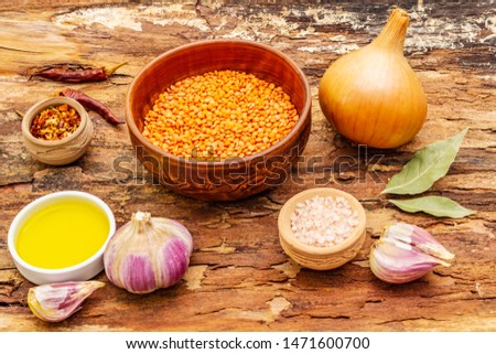 Similar – Foto Bild Indische Linsensuppe dal (dhal) in einer Schüssel auf Holztisch