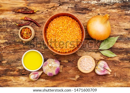 Similar – Foto Bild Indische Linsensuppe dal (dhal) in einer Schüssel auf Holztisch