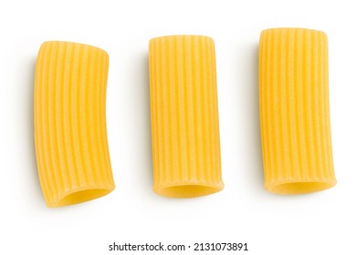 raw italian Rigatoni pasta isolated on white background with clipping path and full depth of field. Top view. Flat lay - Powered by Shutterstock