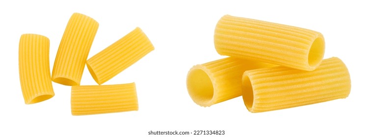 raw italian Rigatoni pasta isolated on white background with full depth of field. Top view. Flat lay - Powered by Shutterstock