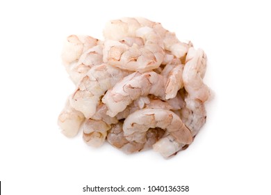 Raw Jumbo Shrimp On A White Background