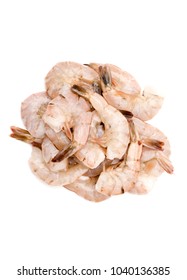 Raw Jumbo Shrimp On A White Background