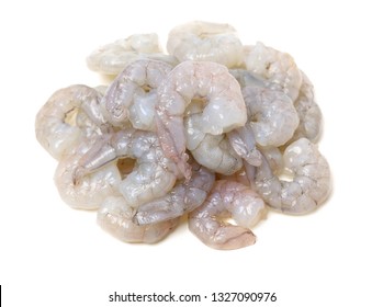 Raw Jumbo Shrimp On A White Background