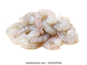 Raw Jumbo Shrimp On A White Background