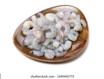 Raw Jumbo Shrimp On A White Background