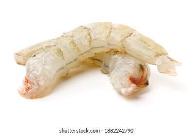 Raw Jumbo Shrimp On A White Background