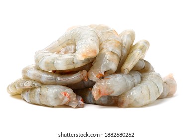 Raw Jumbo Shrimp On A White Background