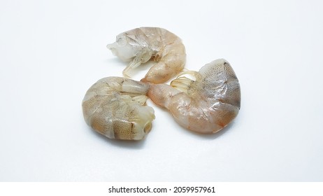 Raw Jumbo Shrimp On A White Background