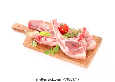 Raw Lamb Chop On Board